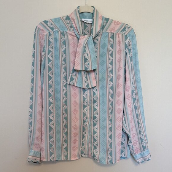Alfred Dunner Tops - VINTAGE Alfred Dunner 80s 90s southwest stripe pattern blouse 16 EUC